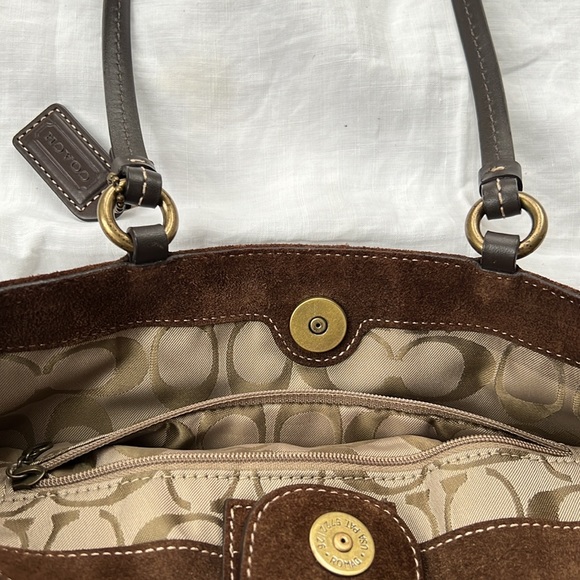 Coach Bags Coach Small Brown Suede Shoulder Bag Poshmark